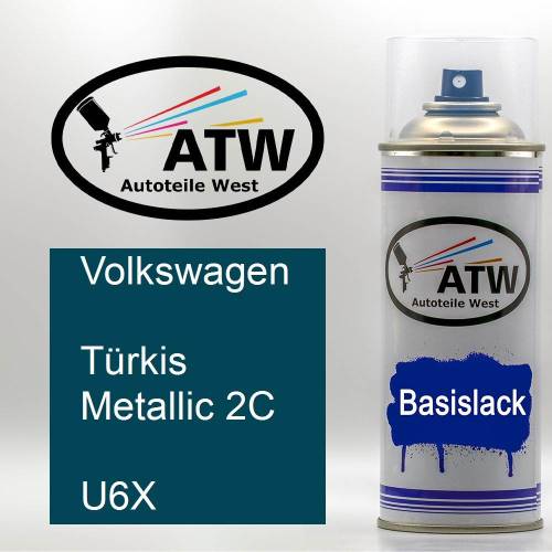 Volkswagen, Türkis Metallic 2C, U6X: 400ml Sprühdose, von ATW Autoteile West.